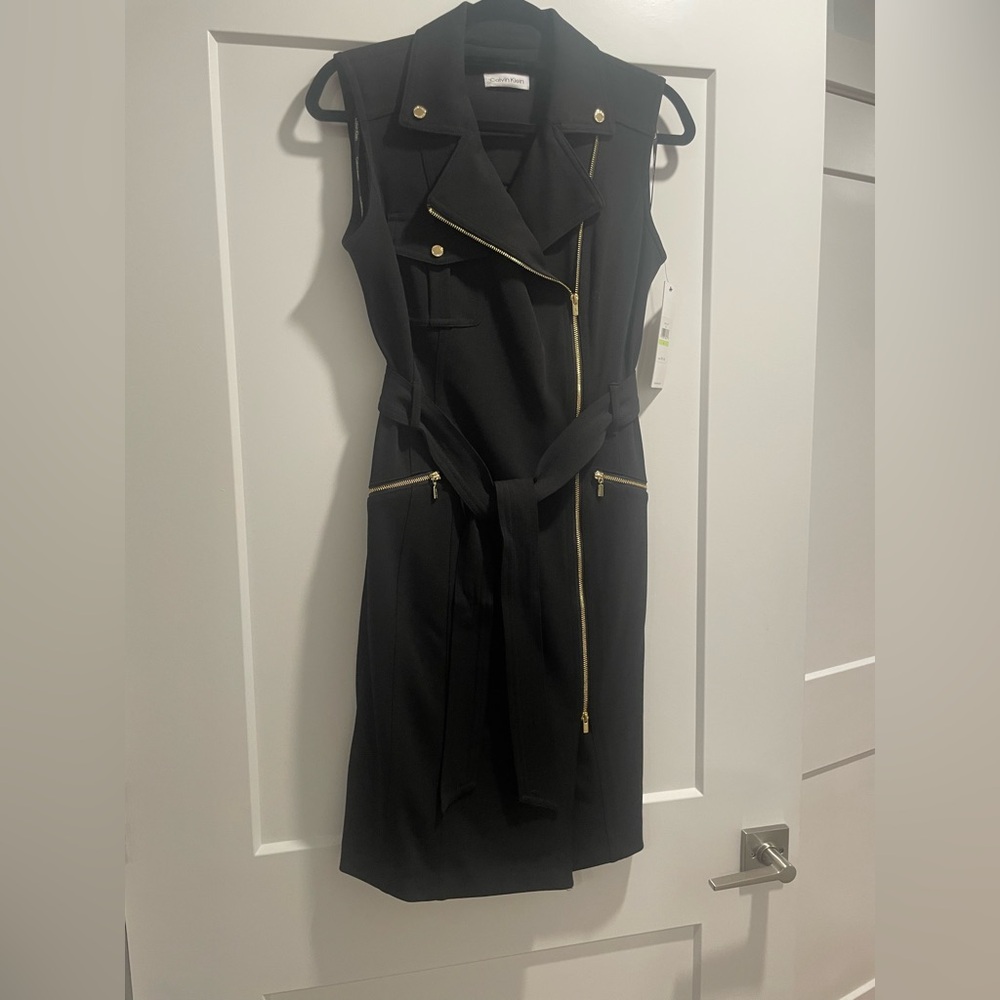 Calvin Klein Black Dress with Gold Details NWT